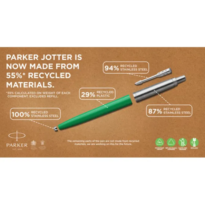 Parker Jotter długopis kulkowy z recyklingu / Żółty 10786511