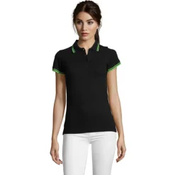 PASADENA damskie polo 200g / Czarny/Limonka S00578-BN-S