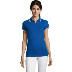 PASADENA damskie polo 200g / Królewski Niebieski/biały S00578-RW-XL