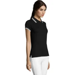 PASADENA damskie polo 200g / Negro/Blanco S00578-BC-L