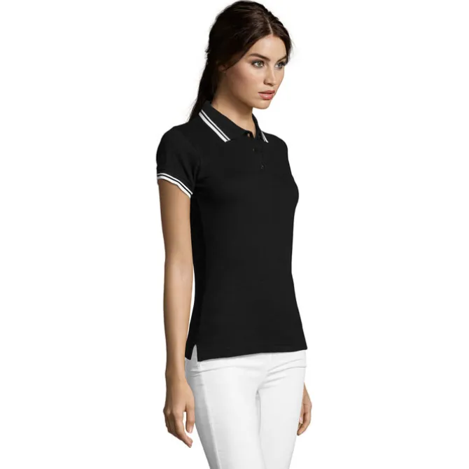 PASADENA damskie polo 200g / Negro/Blanco S00578-BC-S