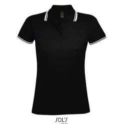PASADENA damskie polo 200g / Negro/Blanco S00578-BC-XL