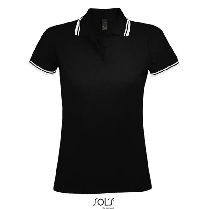 PASADENA damskie polo 200g / Negro/Blanco S00578-BC-XL