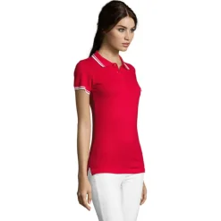 PASADENA damskie polo 200g / Rojo/Blanco S00578-RE-XL