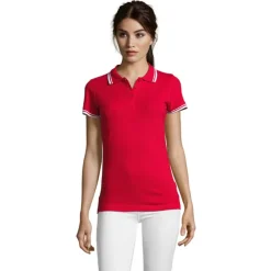 PASADENA damskie polo 200g / Rojo/Blanco S00578-RE-XL