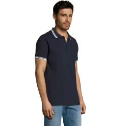 PASADENA męskie polo 200g / Francuski granatowy / biały S00577-FW-XXL