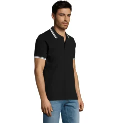 PASADENA męskie polo 200g / Negro/Blanco S00577-BC-M
