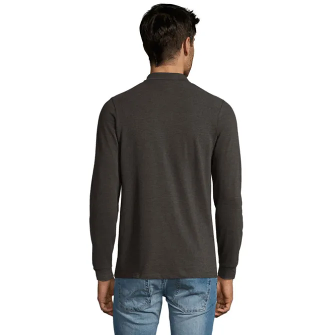 PERFECT MEN LSL POLO 180g / Charcoal melange S02087-CE-XL