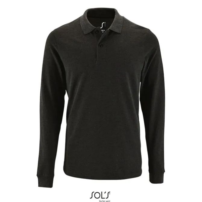 PERFECT MEN LSL POLO 180g / Charcoal melange S02087-CE-XL