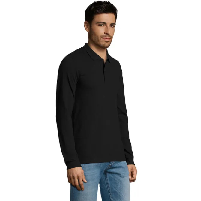 PERFECT MEN LSL POLO 180g / Czarny / Czarny opal S02087-BK-XXL