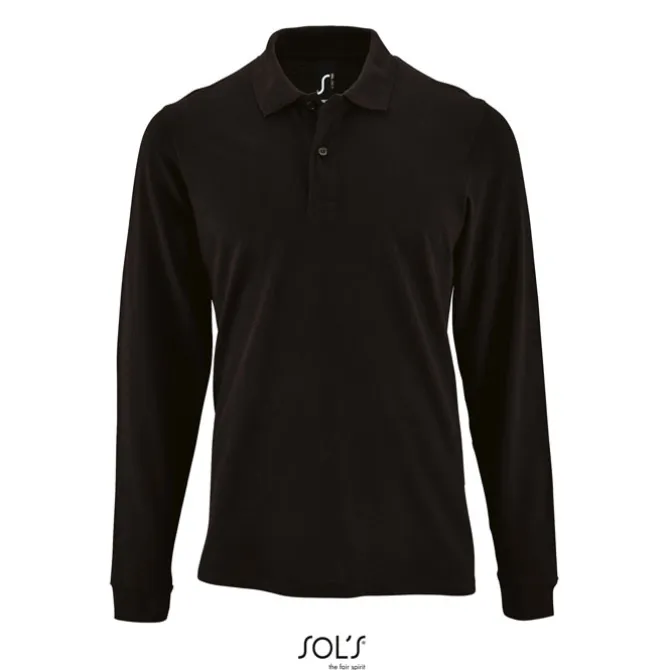 PERFECT MEN LSL POLO 180g / Czarny / Czarny opal S02087-BK-S
