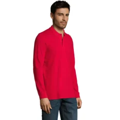 PERFECT MEN LSL POLO 180g / Czerwony S02087-RD-L