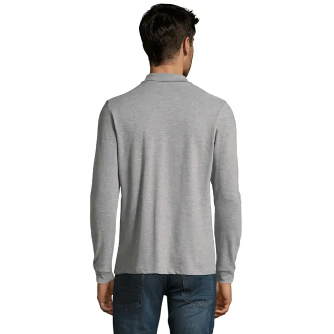PERFECT MEN LSL POLO 180g / Grey melange S02087-GY-XL