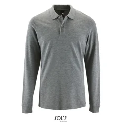PERFECT MEN LSL POLO 180g / Grey melange S02087-GY-XL
