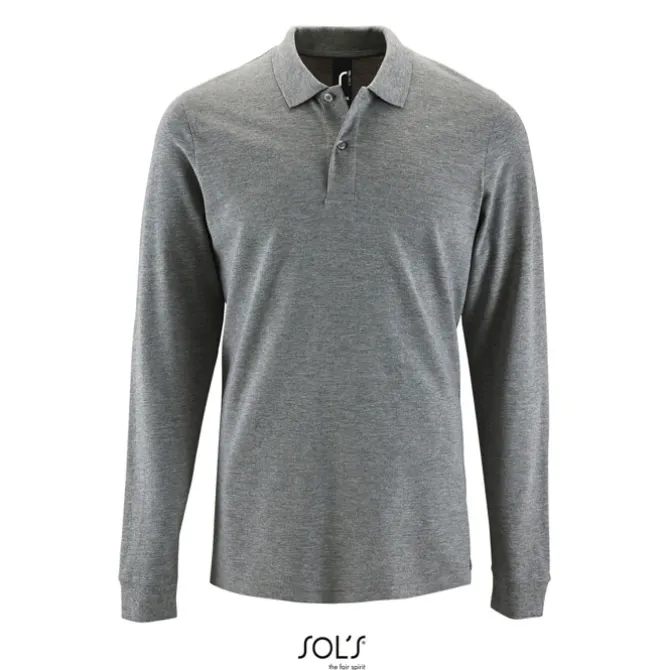 PERFECT MEN LSL POLO 180g / Grey melange S02087-GY-XL