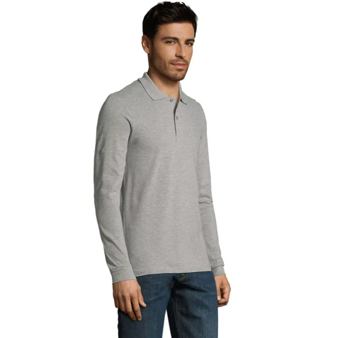 PERFECT MEN LSL POLO 180g / Grey melange S02087-GY-4XL