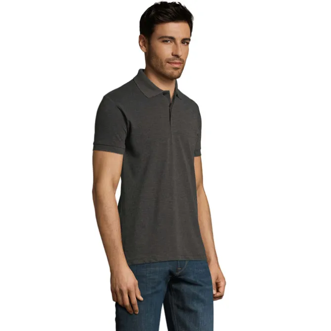 PERFECT Męskie POLO 180g / Charcoal melange S11346-CE-S