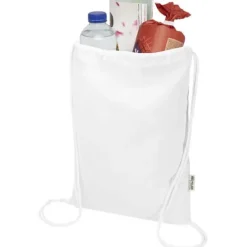 Peru Blend torba ściągana sznurkiem z materiału z recyklingu z certyfikatem GRS o gramaturze 180 g/m², 5 l / Naturalny 12079106