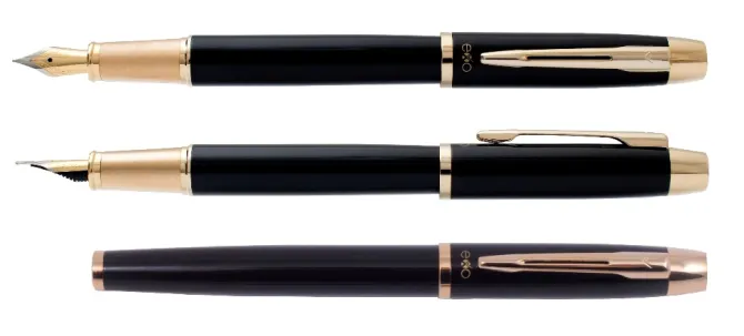 Pióro wieczne EXO Aries, czarny lakier, wykończenia złote, etui premium / Czarny EXP1030.03GTFP-CZ
