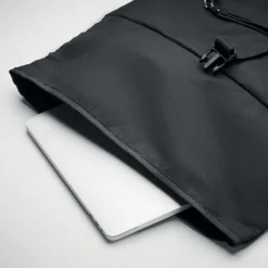 Plecak 600D RPET typu rolltop / Czarny MO6998-03