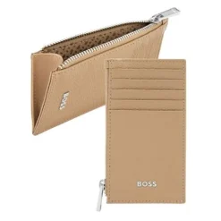 Portfel na karty z zamkiem Classic Grained Camel / Camel HLK518X