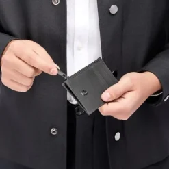 Portfel na karty z zamkiem Double B Saffiano Grey / Szary HLK526H