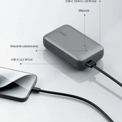 Power bank 20000 mAh Aukey / Grafitowy VAM14-15