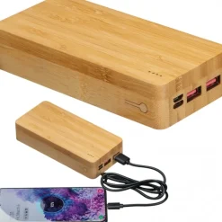 Power bank 20000 mAh bambusowy VALERIA / Beżowy 3396913