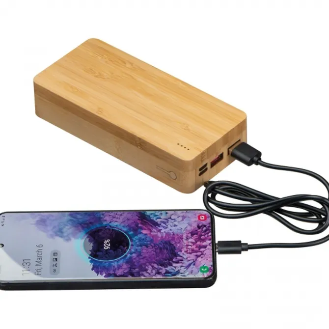 Power bank 20000 mAh bambusowy VALERIA / Beżowy 3396913