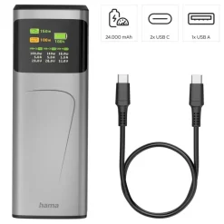 Power bank 24000 mAh Hama High Power 150W / Grafitowy VH029-15