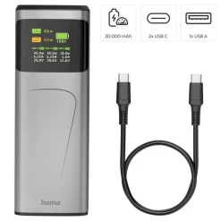 Power bank 20000 mAh Hama High Power 65W / Grafitowy VH028-15