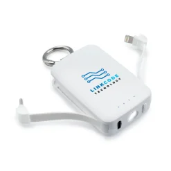 Power bank 4000 mAh, karabińczyk i lampka 1W | Dimetrice / Biały VA109-02