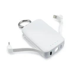 Power bank 4000 mAh, karabińczyk i lampka 1W | Dimetrice / Biały VA109-02