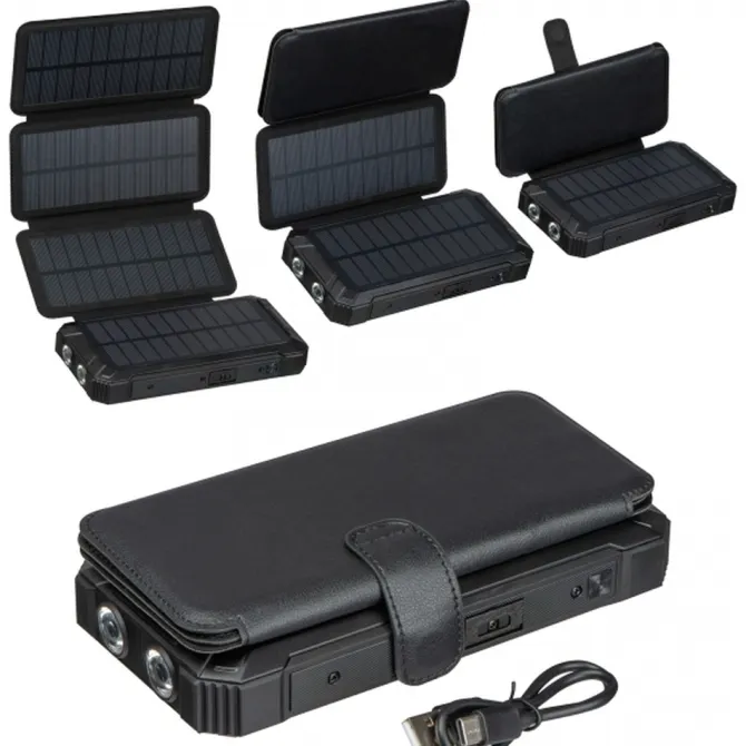 Power bank 20000 mAh solarny PETRA / Czarny 3389903