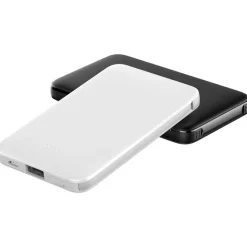 Power bank 5000 mAh ze zintegrowanymi kablami, adapter w komplecie | Presley / Czarny V0905-03