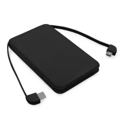 Power bank 5000 mAh ze zintegrowanymi kablami, adapter w komplecie | Presley / Czarny V0905-03