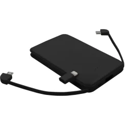 Power bank 5000 mAh ze zintegrowanymi kablami, adapter w komplecie | Presley / Czarny V0905-03