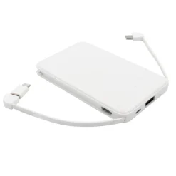 Power bank 5000 mAh ze zintegrowanymi kablami, adapter w komplecie | Presley / Biały V0905-02