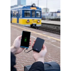 Power bank 5000 mAh ze zintegrowanymi kablami, adapter w komplecie | Presley / Biały V0905-02