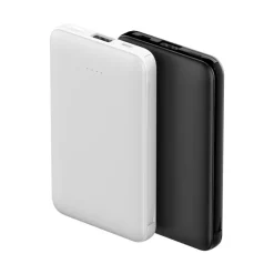 Power bank 5000 mAh ze zintegrowanymi kablami, adapter w komplecie | Presley / Biały V0905-02