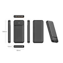 Powerbank Nolu z wyświetlaczem LED 10 000 mAh / Czarny LT95518-N0002