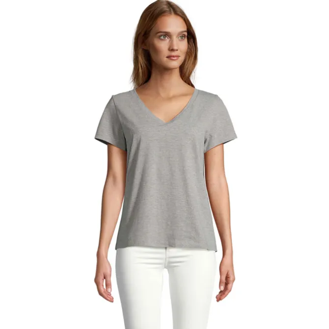 REGENT V T-SHIRT WOMEN / Szary Melanż S04766-GM-XXL