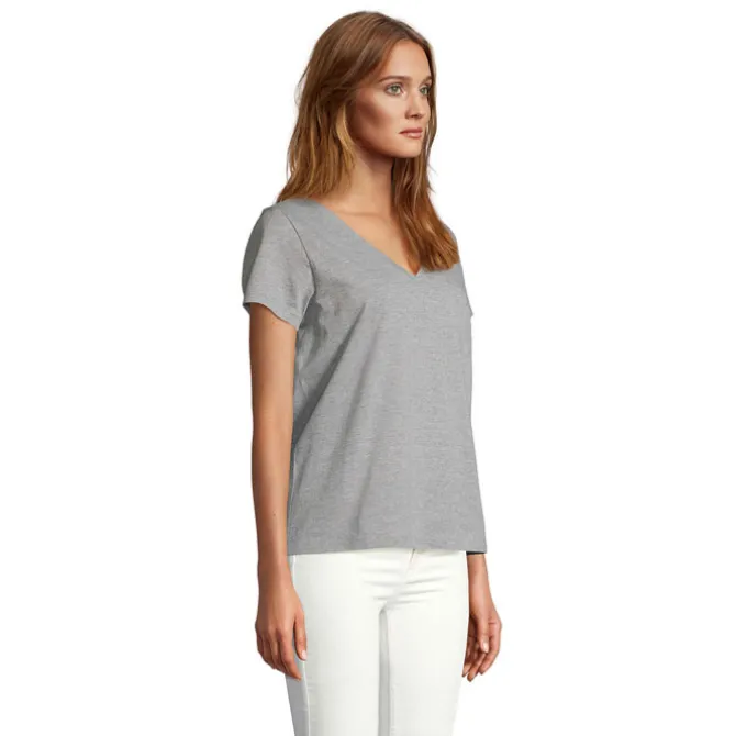 REGENT V T-SHIRT WOMEN / Szary Melanż S04766-GM-XL