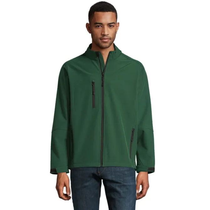 RELAX Męski softshell 340g / Ciemno-Zielony S46600-BO-3XL