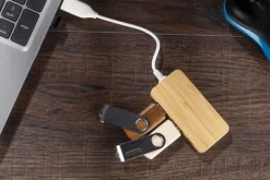 Rozdzielacz bambusowy HUB USB z wymienną wtyczką - RIVO / Naturalny 09170-17
