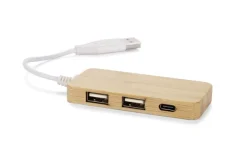 Rozdzielacz bambusowy HUB USB z wymienną wtyczką - RIVO / Naturalny 09170-17