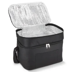 R-PET 600D Dwukomorowa torba chłodząca 30 x 20 x 24 cm 12L / Czarny LT95393-N0002