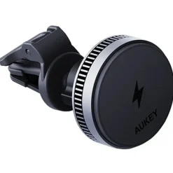 Samochodowy uchwyt do telefonu, magnetyczna ładowarka bezprzewodowa 15W Aukey / Czarny VAM09-03