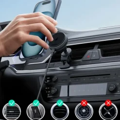 Samochodowy uchwyt do telefonu, magnetyczna ładowarka bezprzewodowa 15W Aukey / Czarny VAM09-03
