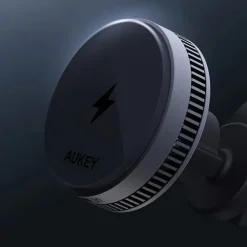 Samochodowy uchwyt do telefonu, magnetyczna ładowarka bezprzewodowa 15W Aukey / Czarny VAM09-03